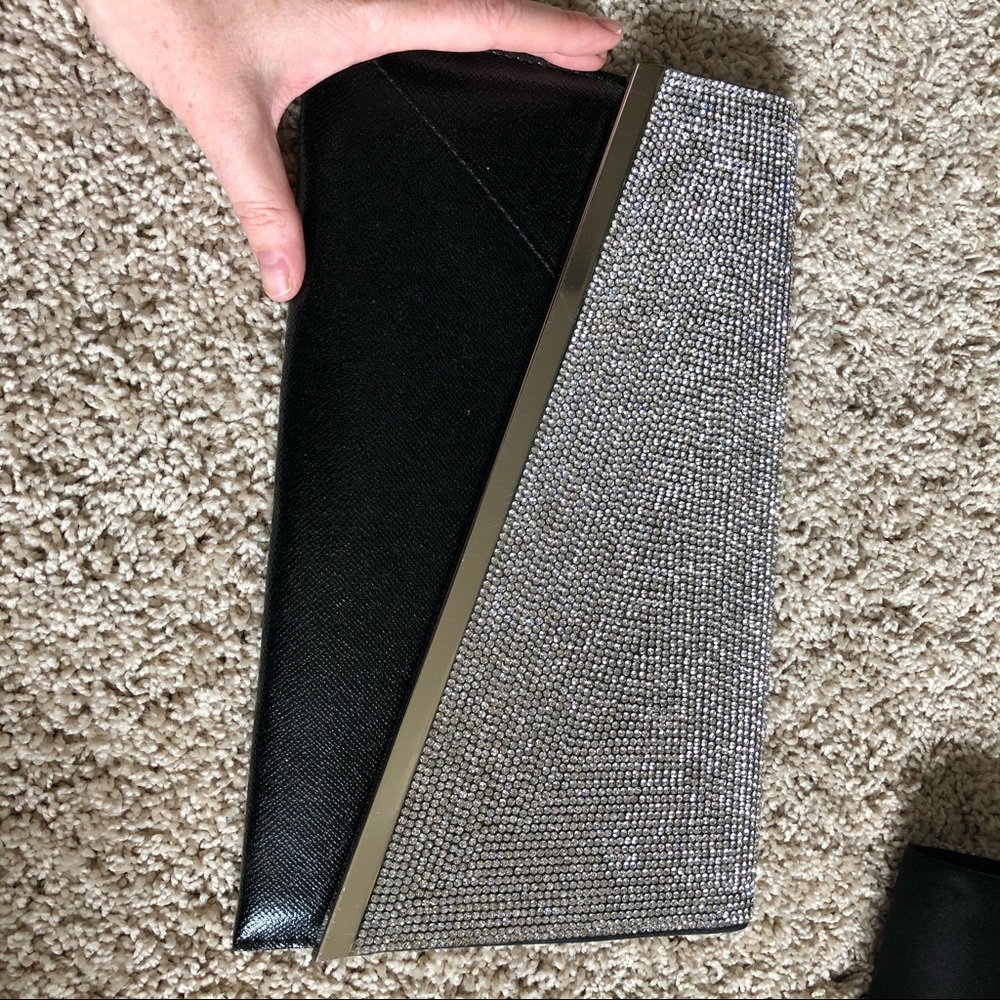 Black clutch with rhinestone detail
